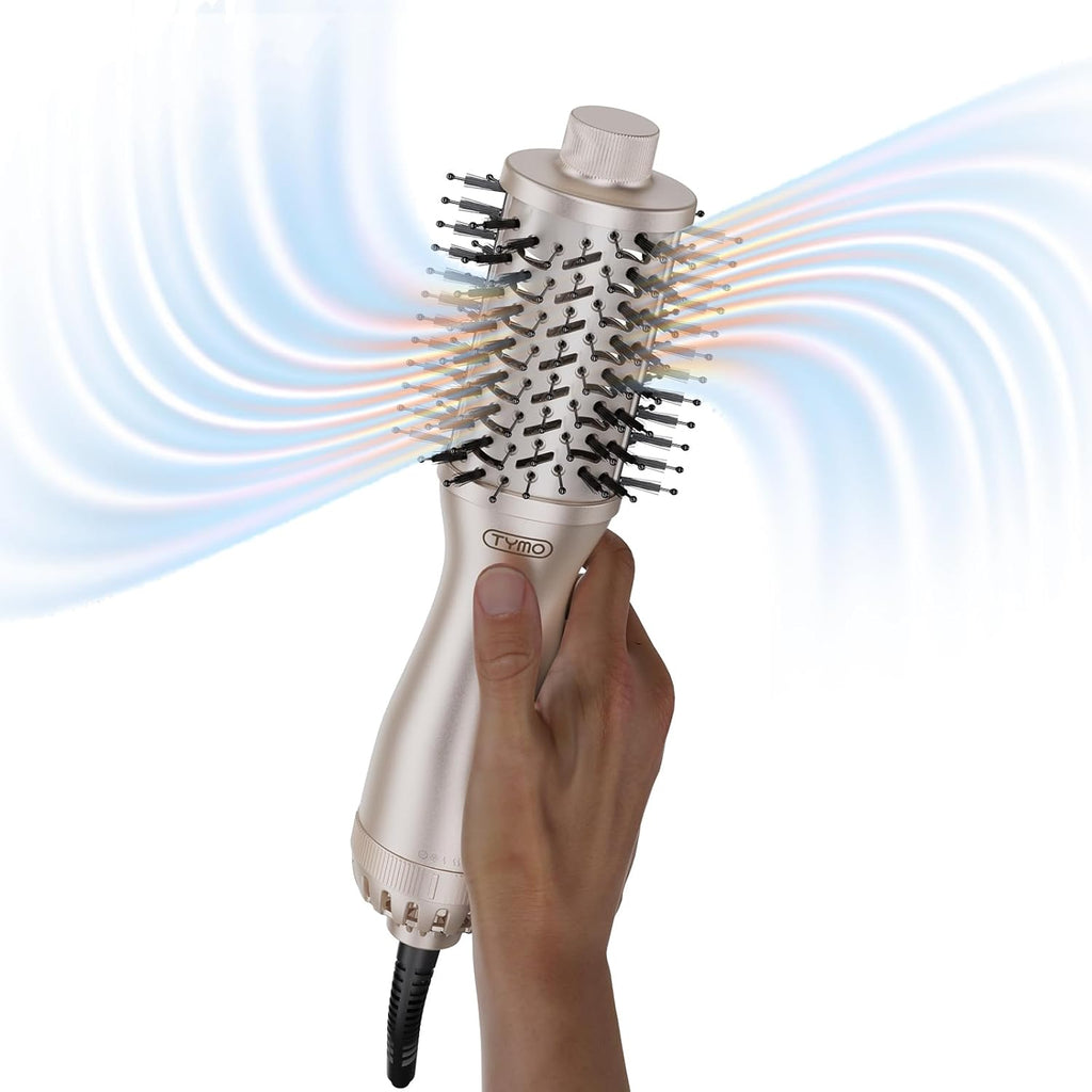 TYMO Cepillo secador de pelo 2.0, cepillo de aire caliente soplado, voluminizador de un paso, rodillo de barril mejorado de 2 pulgadas, secado 3 veces más rápido, 0.6 libras ligero, alisador rizador en uno, dorado