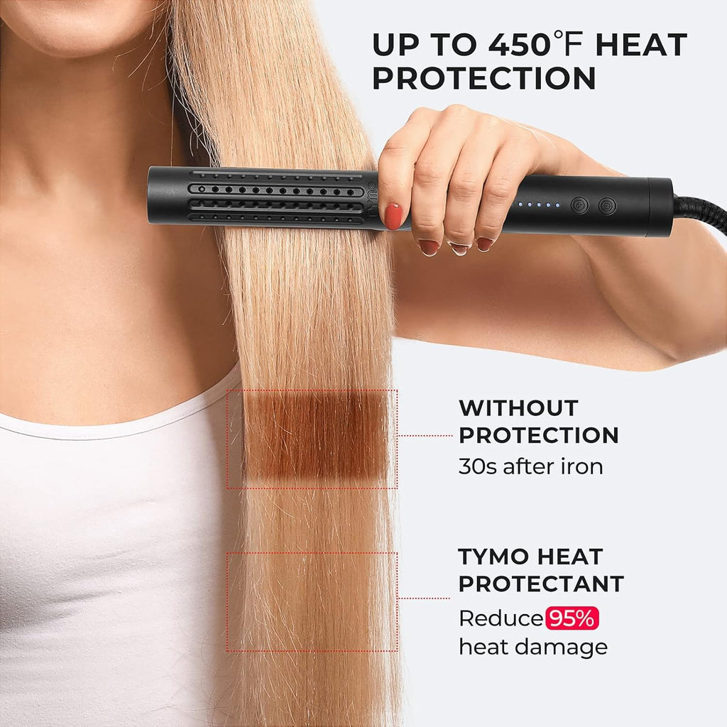 TYMO Spray protector de calor para cabello con aceite de argán para herramientas de peinado, spray de protección térmica para suavizar e hidratar, fórmula limpia natural, tratamiento multibeneficio,