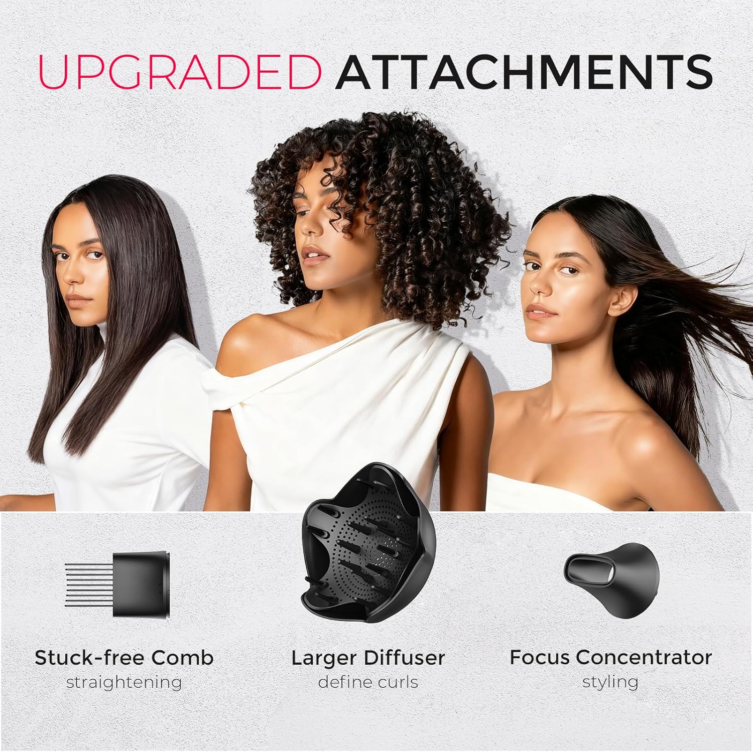 TYMO Diffuser Hair Dryer Blow Dryer - 300 Million Ionic Hairdryer with Diffuser & Comb Attachment for Curly Hair, Professional Blowdryer for Women, Cool Air Button, Small Travel Lightweight, Black