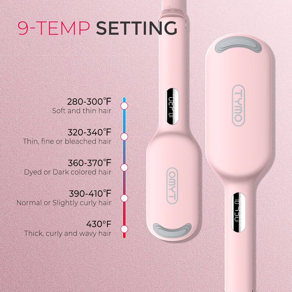TYMO ROVY - Rizador de pelo iónico con 3 barriles de cerámica para mujeres, doble voltaje, antiquemaduras, fácil de usar, para crear ondas de playa, rosado, 1.25 pulgadas