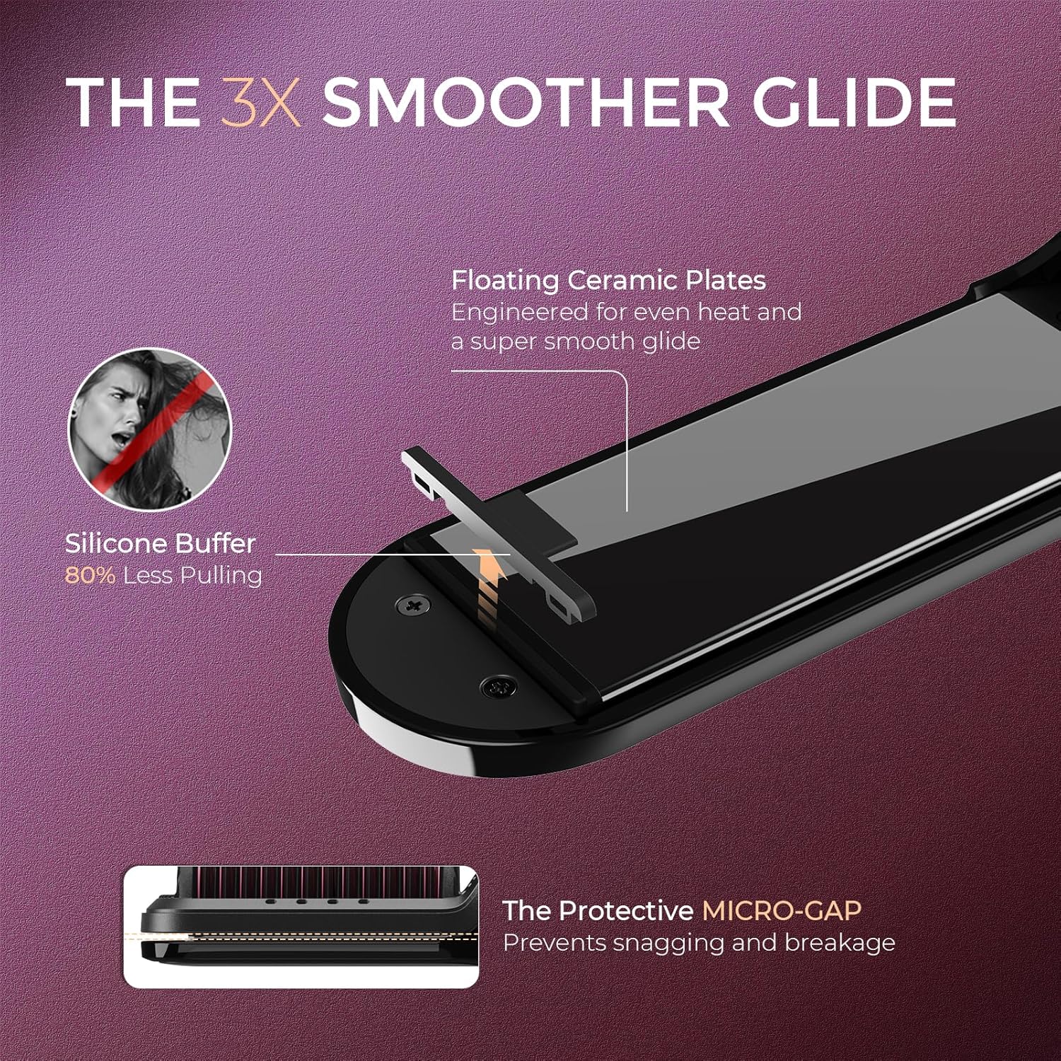 TYMO Cepillo alisador de pelo 2 en 1, 656.2 ft de iones para mujeres, de cerámica de doble voltaje, peine caliente para alisar el encrespamiento, ondas, rizos, 3 veces menos daño por calor, negro